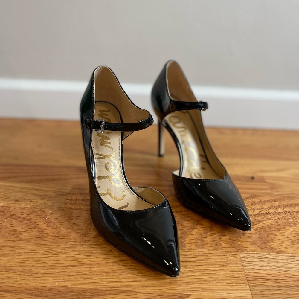 Sam Edelman Patent Black Pointed Toe Heels